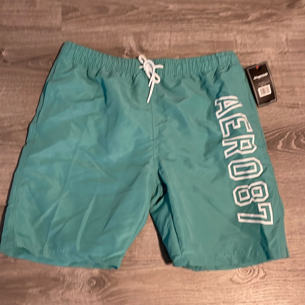 NWT teal Aeropostale xl swim drawstring trunks